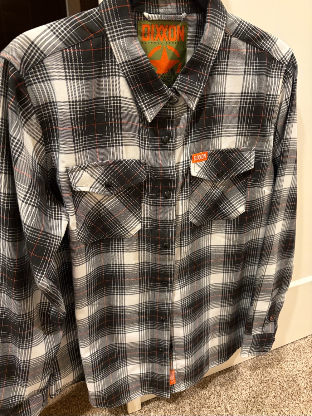 DIXXON Women’s Black, White & Orange ARTHUR FLANNEL